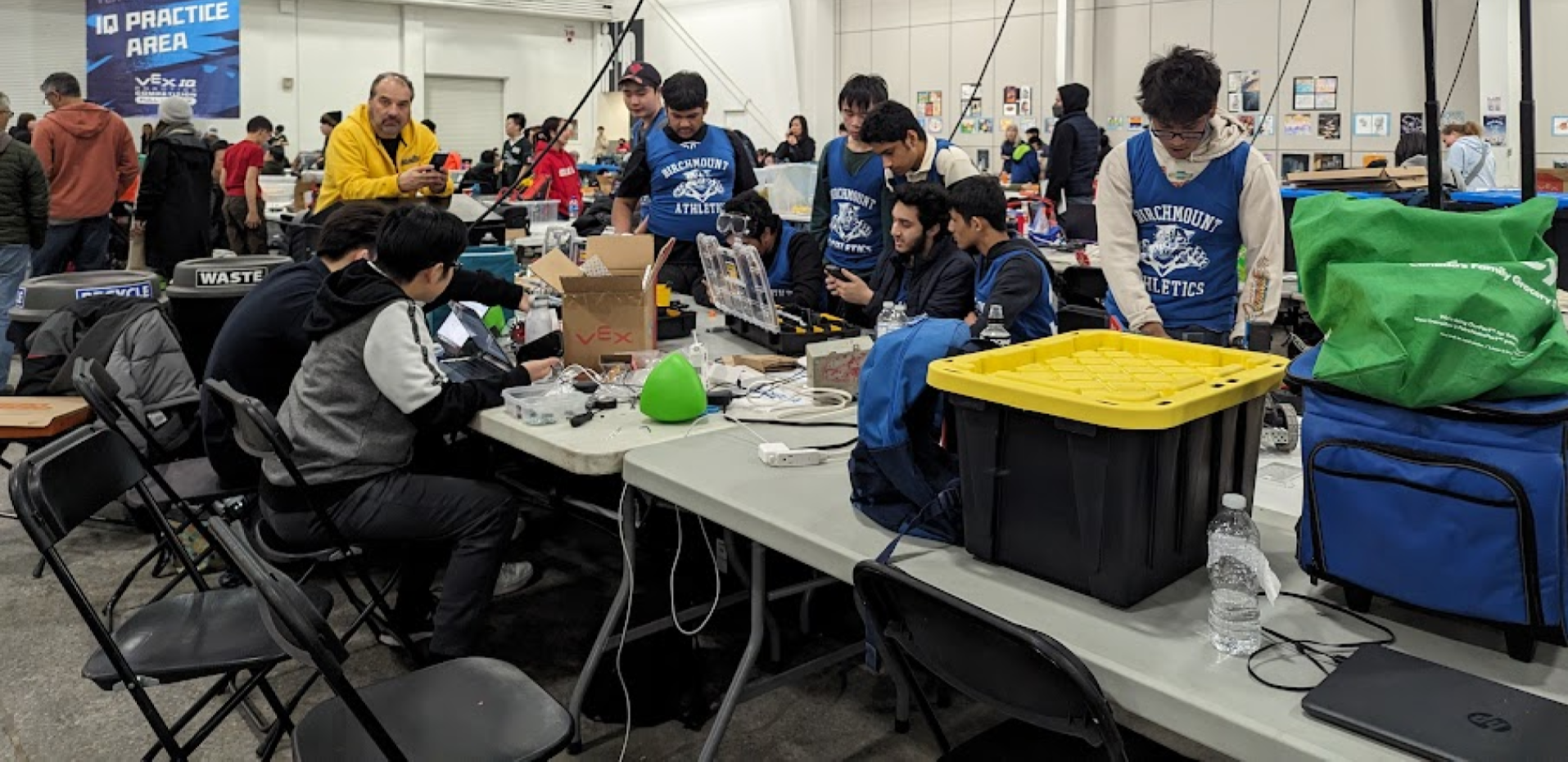 Picture of the robotics team at the competition working